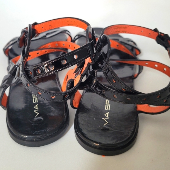 Via Spiga Patent Leather Flat Sandals Size 7 us - Picture 4 of 14